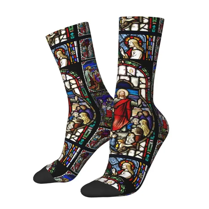 Christian Stain Glass Socks Lords Guidance Earrings
