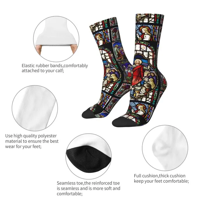 Christian Stain Glass Socks Lords Guidance Earrings