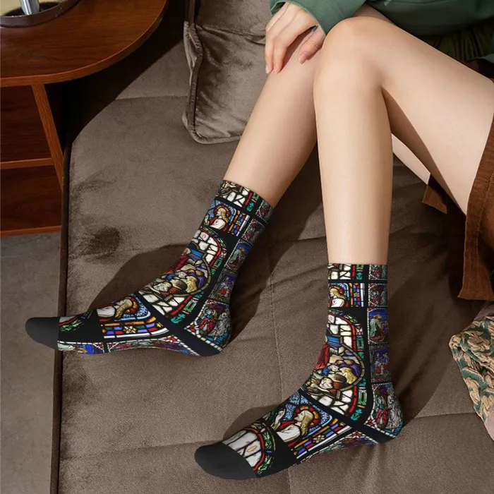 Christian Stain Glass Socks Lords Guidance Earrings