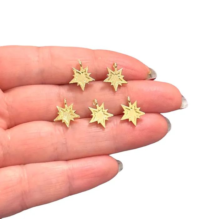 Christmas Northstar Charms 24Kt Gold Plated North Star Charms 5 pcs in a pack Peppy Beads Earrings Christmas Northstar Charms 24Kt Gold Plated North Star Charms 5 pcs in a pack Peppy Beads Earrings