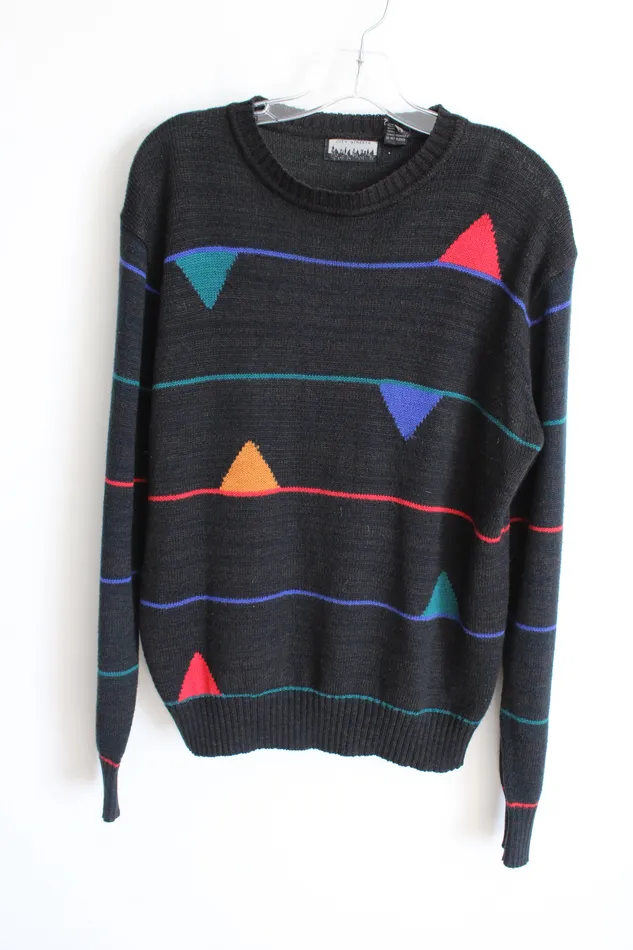 City Streets Vintage 90s Black Knit Sweater XL City Streets Rings