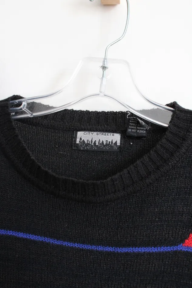 City Streets Vintage 90s Black Knit Sweater XL City Streets Rings