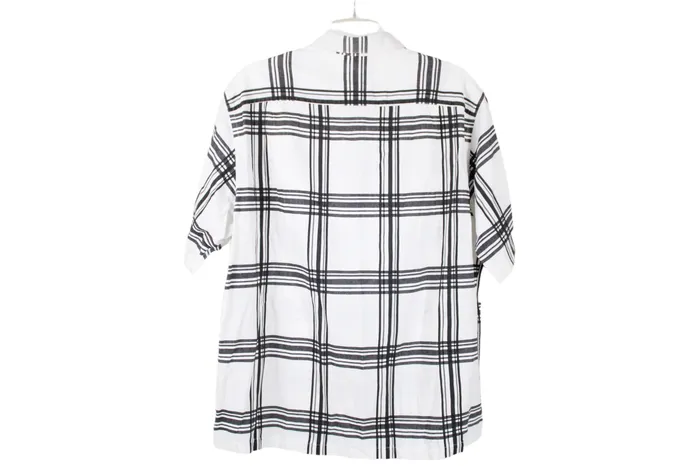 Claiborne White Black Plaid Shirt XL Claiborne Rings