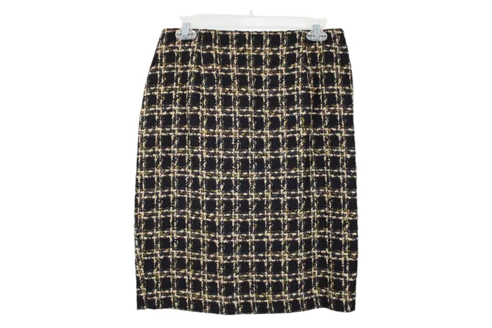 Clichy Black Woven Wool Blend Skirt 10 Clichy Rings