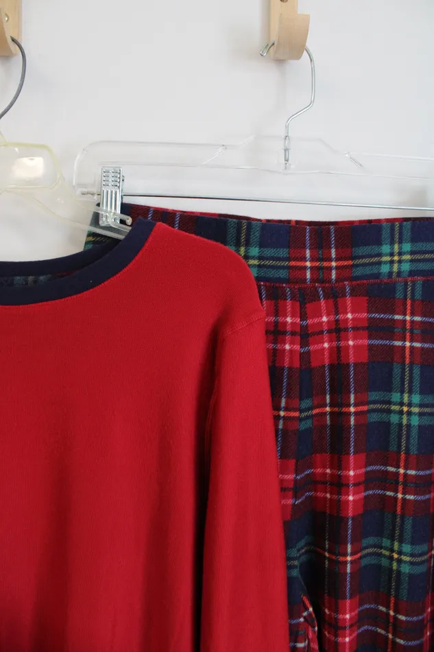 Climate Right Red Green Blue Plaid Soft 2Piece Pajama Set XL Climate Right Rings