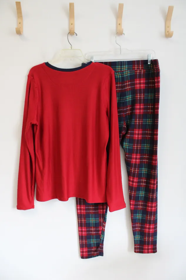 Climate Right Red Green Blue Plaid Soft 2Piece Pajama Set XL Climate Right Rings
