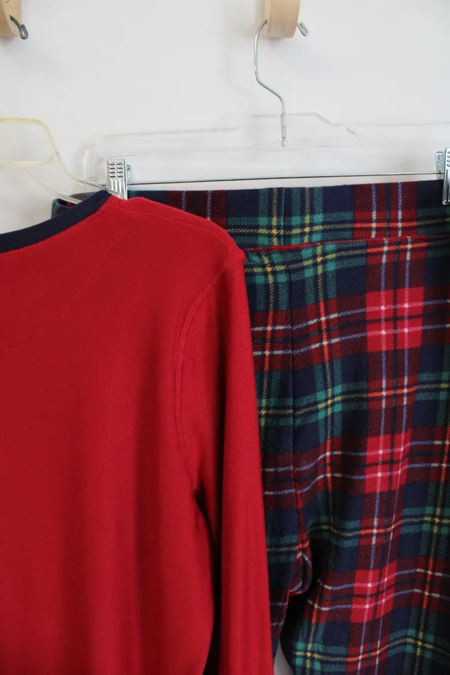 Climate Right Red Green Blue Plaid Soft 2Piece Pajama Set XL Climate Right Rings