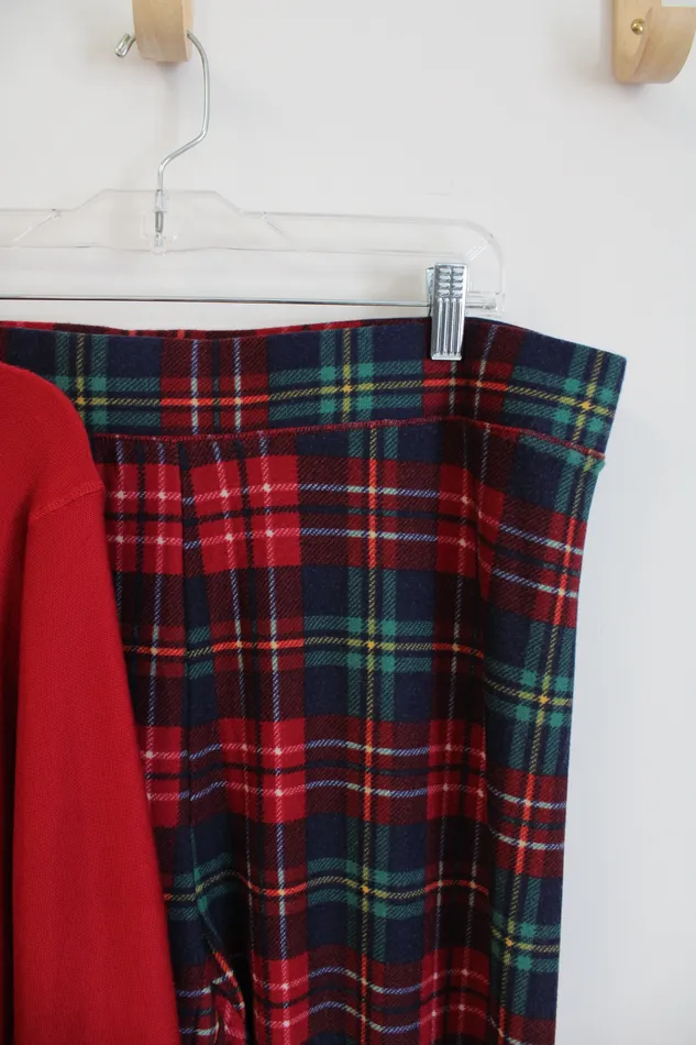Climate Right Red Green Blue Plaid Soft 2Piece Pajama Set XL Climate Right Rings