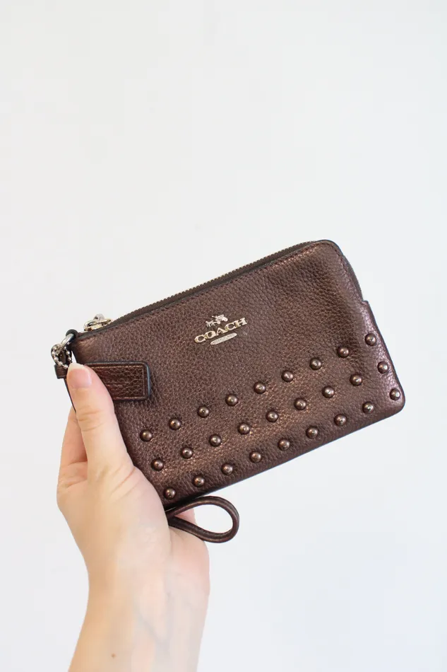 Coach Earrings Coach Bronze Studded Wristlet