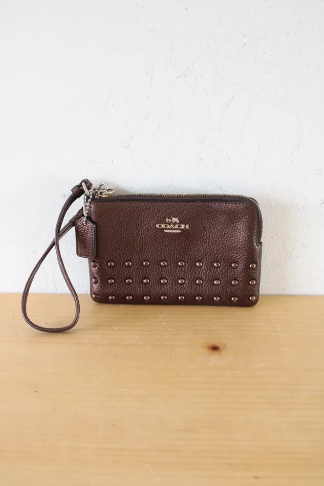 Coach Earrings Coach Bronze Studded Wristlet