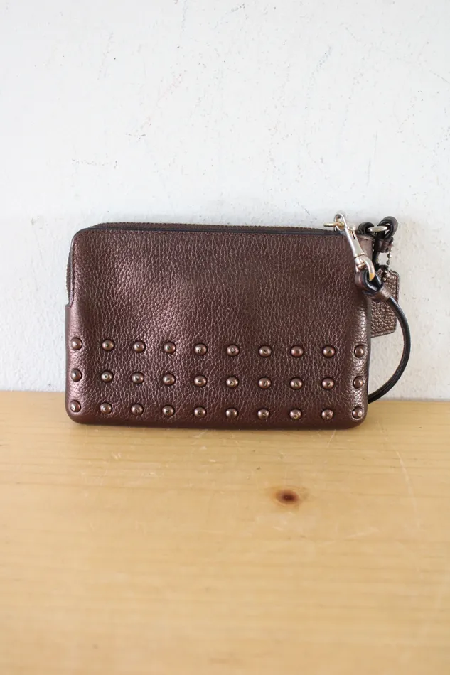 Coach Earrings Coach Bronze Studded Wristlet