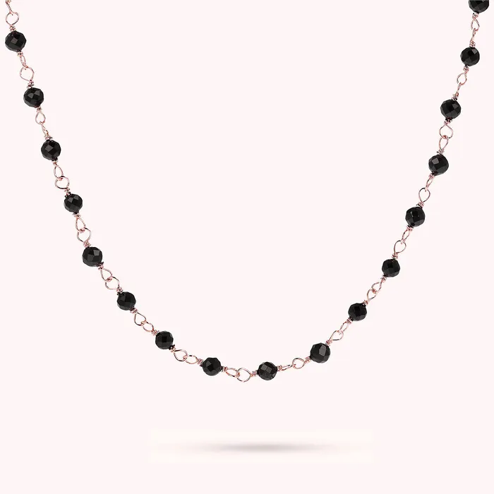 Collana Rosario con Pietra Naturale Spinello Nero Bronzallure Earrings