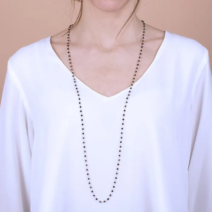 Collana Rosario con Pietra Naturale Spinello Nero Bronzallure Earrings