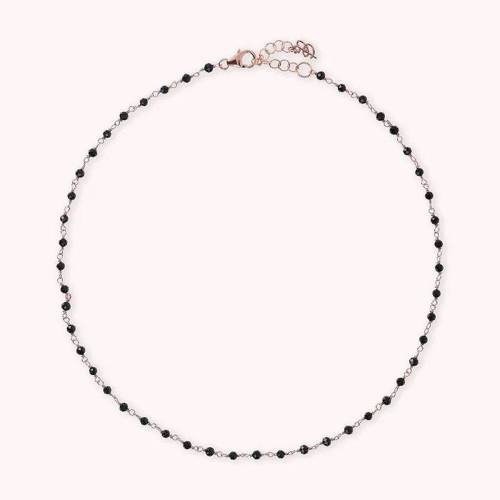 Collana Rosario con Pietra Naturale Spinello Nero Bronzallure Earrings