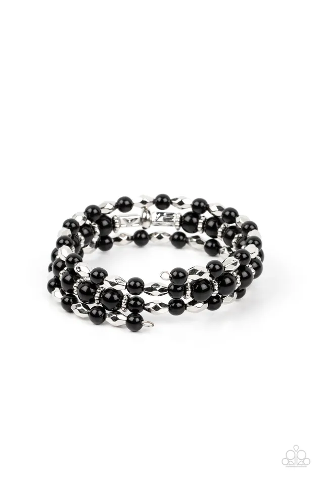 Colorfully Coiled Black Paparazzi Accessories Rings