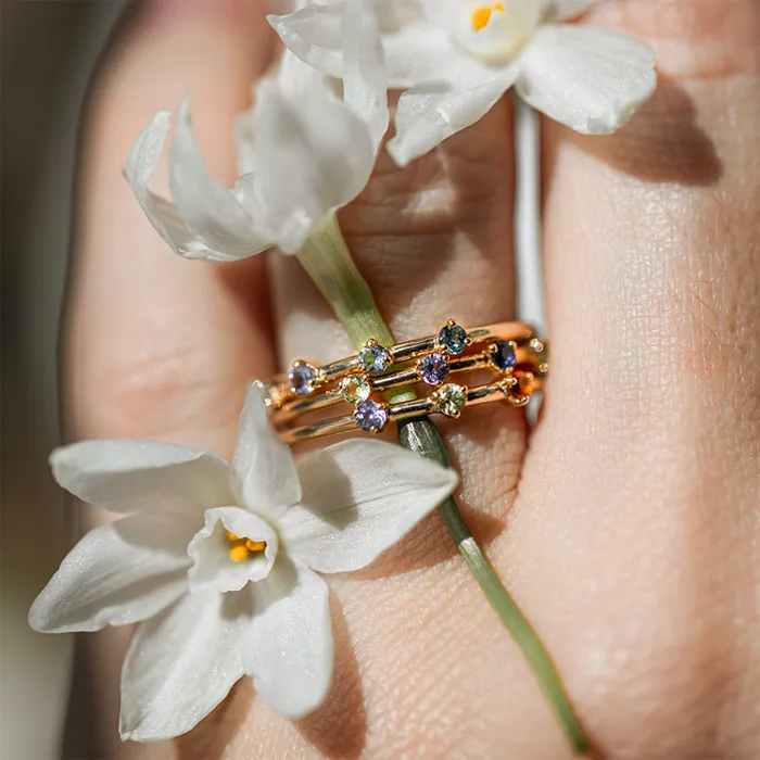 Consider the Wldflwrs Rings Three Birthstone Stacker Consider the Wldflwrs Rings Three Birthstone Stacker