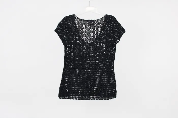 Context Black Linen Blend Knit Top M Context Rings