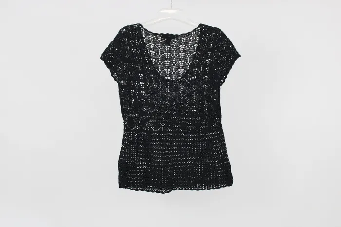 Context Black Linen Blend Knit Top M Context Rings
