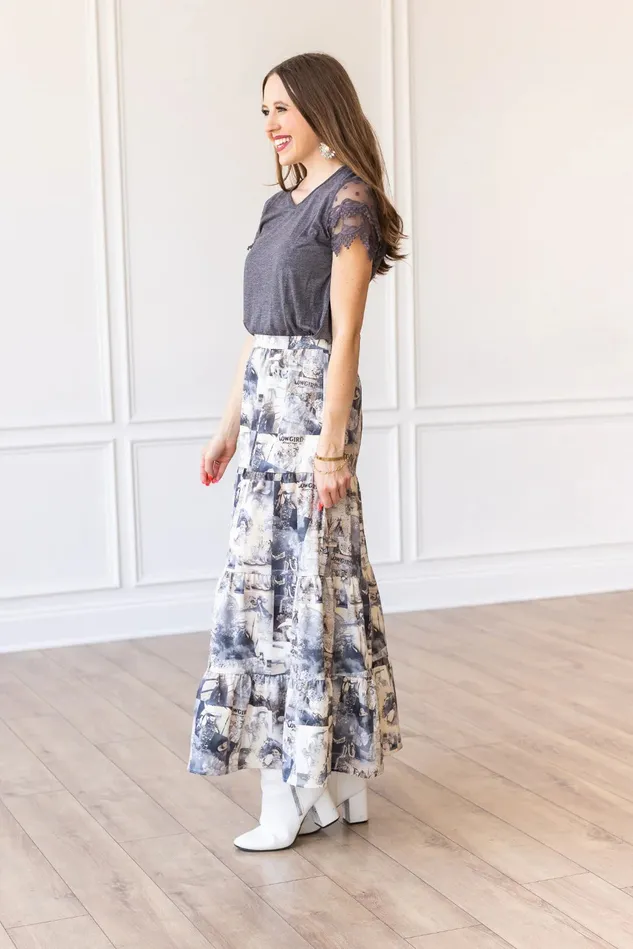 COWGIRL ROMANCE TIERED MAXI SKIRT SOUTHERN GRACE WHOLESALE Earrings