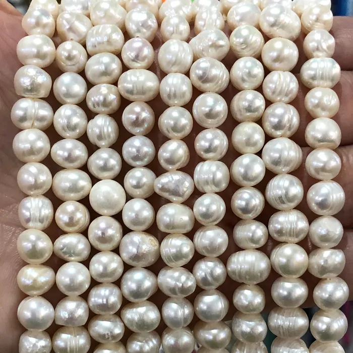 Creamy White Freshwater Pearls 8X9mm Medium Ivory Potato Pearls 14 Inch Strand Peppy Beads Rings Creamy White Freshwater Pearls 8X9mm Medium Ivory Potato Pearls 14 Inch Strand Peppy Beads Rings
