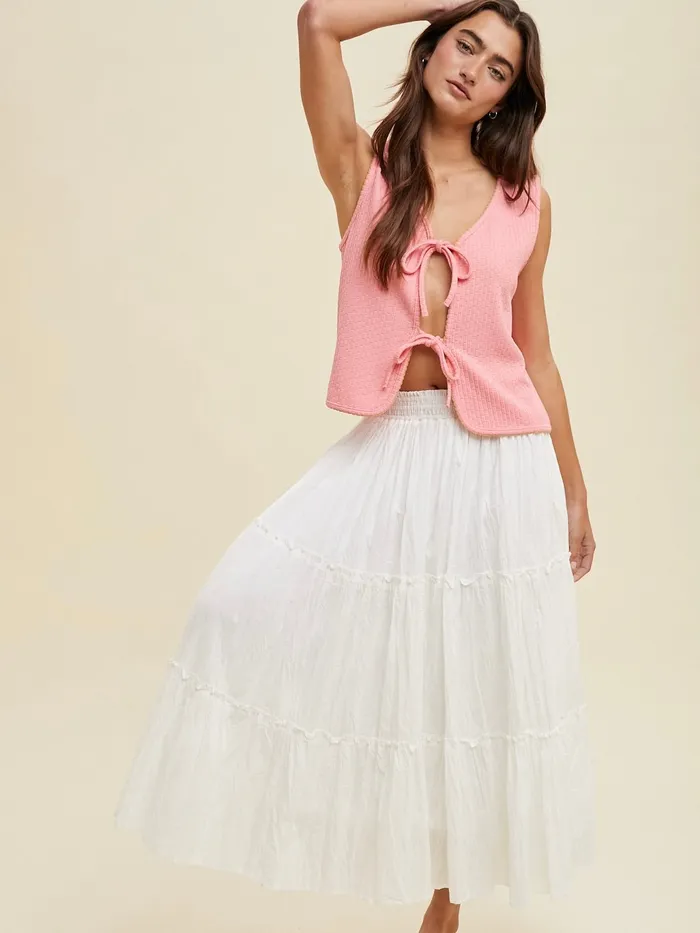 Crinkle Tiered Midi Skirt Wishlist Earrings
