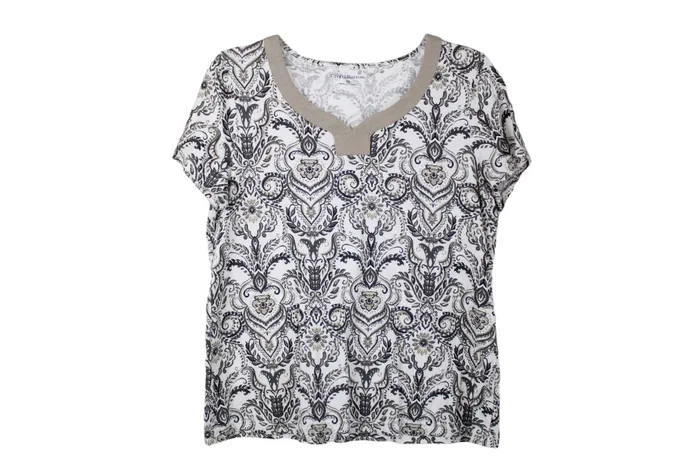 Croft Barrow Gray Paisley Top M Croft Barrow Earrings