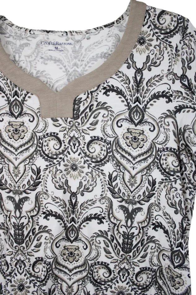 Croft Barrow Gray Paisley Top M Croft Barrow Earrings