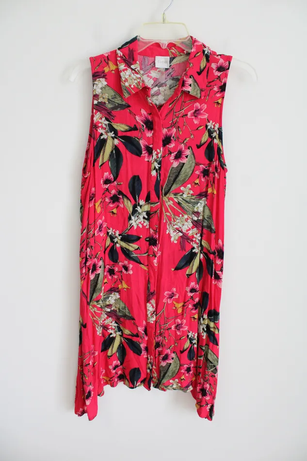 Cupio Pink Tropical Floral Dress L Cupio Rings