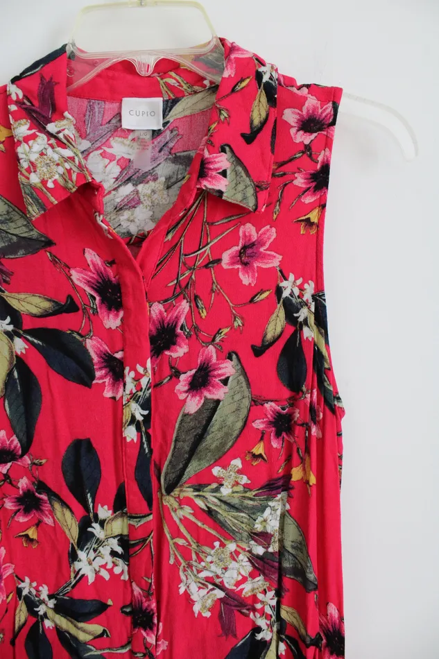 Cupio Pink Tropical Floral Dress L Cupio Rings