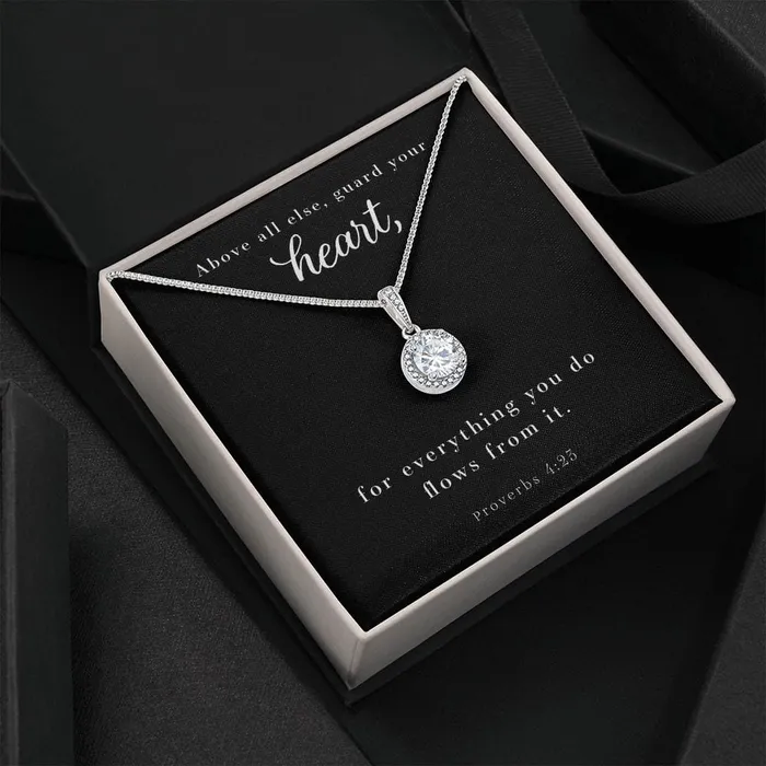 Cushion Cut Cubic Zirconia Crystal Necklace Proverbs 423 ShineOn Fulfillment Necklaces