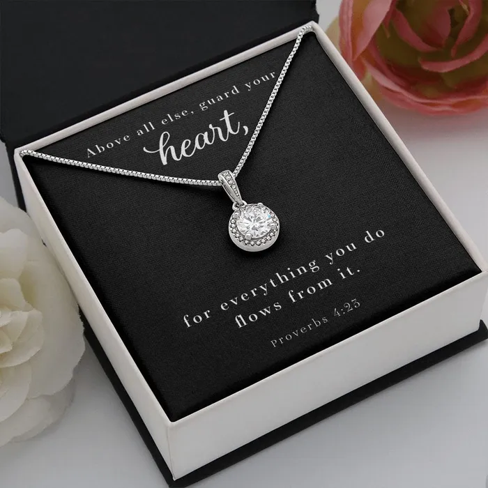 Cushion Cut Cubic Zirconia Crystal Necklace Proverbs 423 ShineOn Fulfillment Necklaces