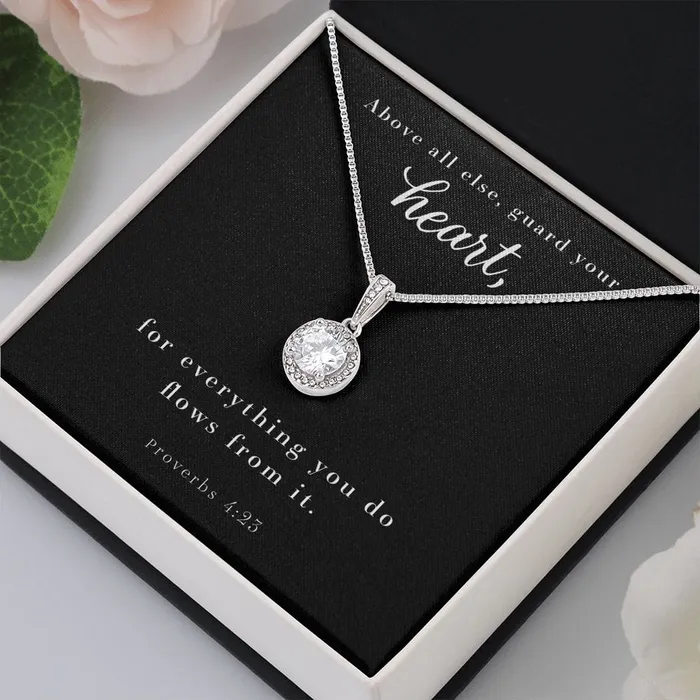 Cushion Cut Cubic Zirconia Crystal Necklace Proverbs 423 ShineOn Fulfillment Necklaces