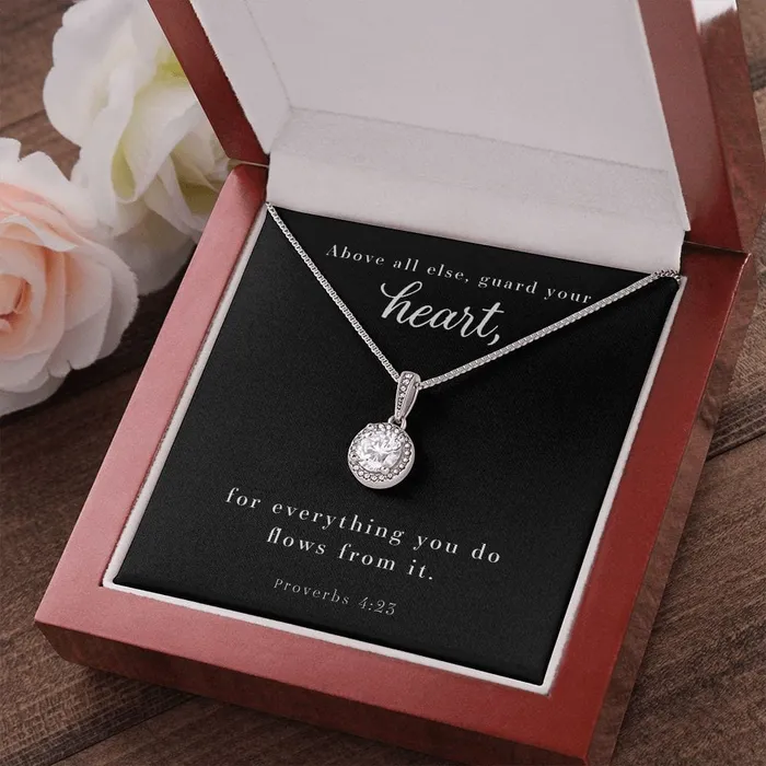 Cushion Cut Cubic Zirconia Crystal Necklace Proverbs 423 ShineOn Fulfillment Necklaces