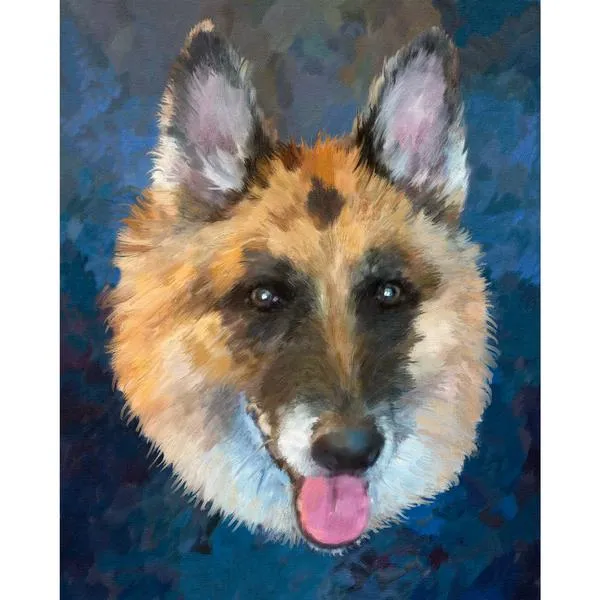 Custom Pet Portrait Dog Portrait German Shepherd Digital Portrait Portraits by NC Necklaces