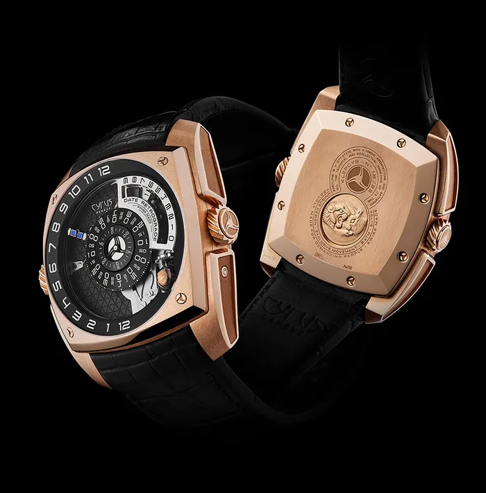 Cyrus Cyrus Klepcys Moon Red Gold Watch Earrings