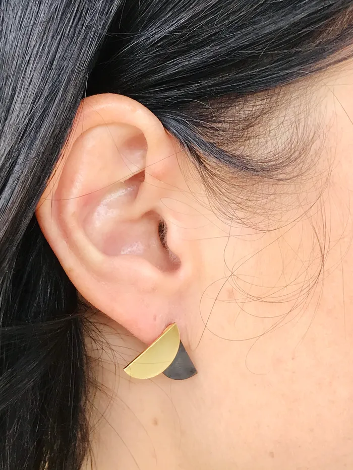 Dancing Disc Earrings Charcoal and Gold OBTUSE Earrings