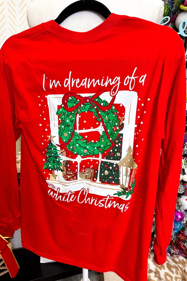 DEAL Im Dreaming of a White Christmas Long Sleeve Red Girlie Girl Necklaces DEAL Im Dreaming of a White Christmas Long Sleeve Red Girlie Girl Necklaces