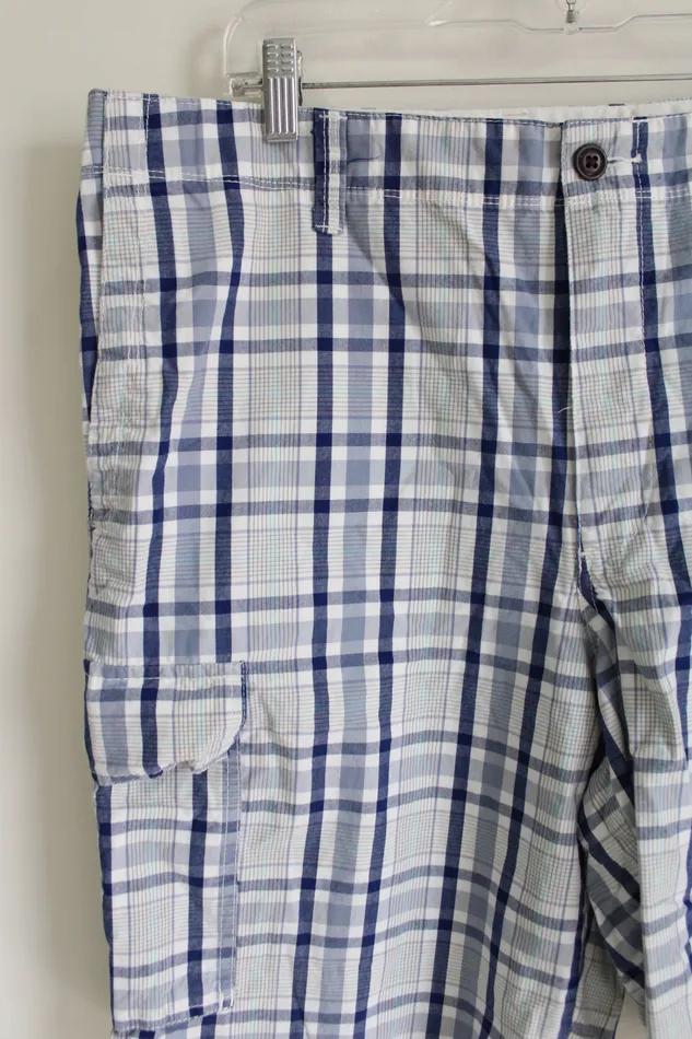 Dockers Rings Dockers Blue Plaid Cargo Shorts 40