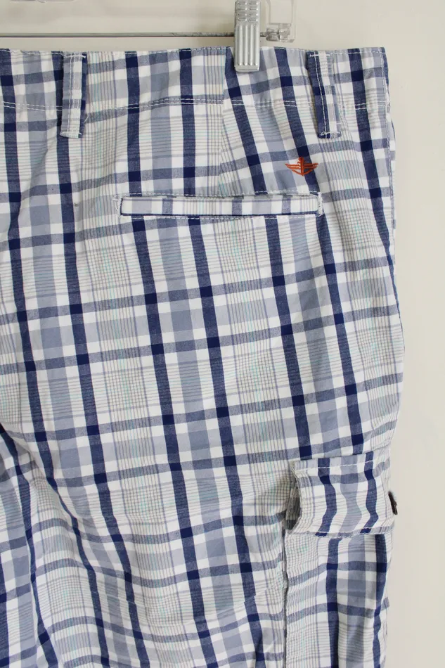 Dockers Rings Dockers Blue Plaid Cargo Shorts 40