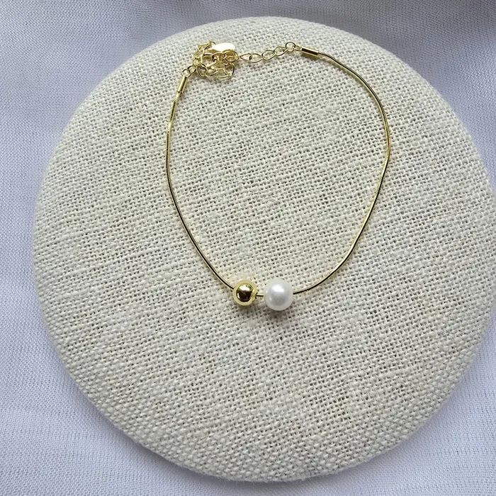 Dreamlandgt Joyas Guatemala Necklaces Pulsera Bali Bali Plata 925 con Bao de Oro de 14K y Detalle de Perla