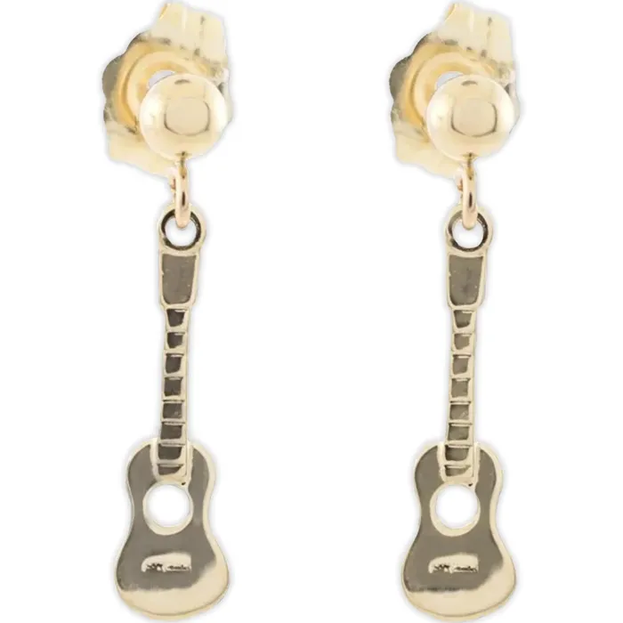 Earrings 14K Gold UkuleleShaped Drop Earrings Island Fine Jewelry