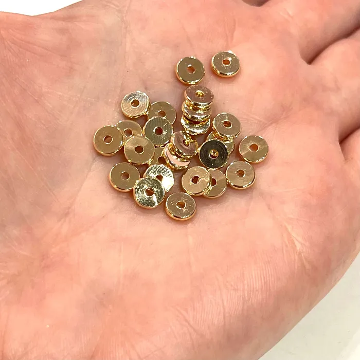 Earrings 24Kt Gold Plated 6mm Rondelle Spacers 10 Pcs in a Pack Peppy Beads