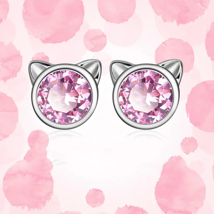Earrings Anillo de plata y Aretes de plata con dije de Gato y Circonia Gold Shield