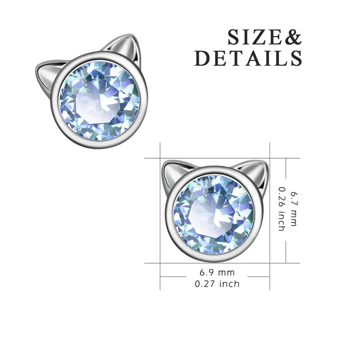 Earrings Anillo de plata y Aretes de plata con dije de Gato y Circonia Gold Shield