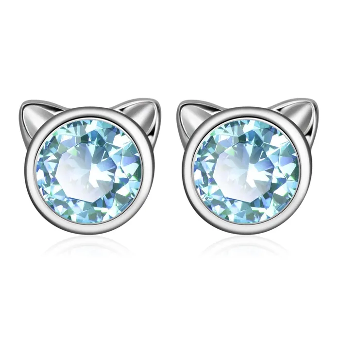Earrings Anillo de plata y Aretes de plata con dije de Gato y Circonia Gold Shield