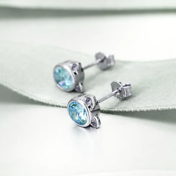 Earrings Anillo de plata y Aretes de plata con dije de Gato y Circonia Gold Shield