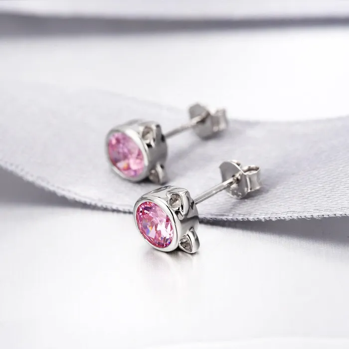 Earrings Anillo de plata y Aretes de plata con dije de Gato y Circonia Gold Shield
