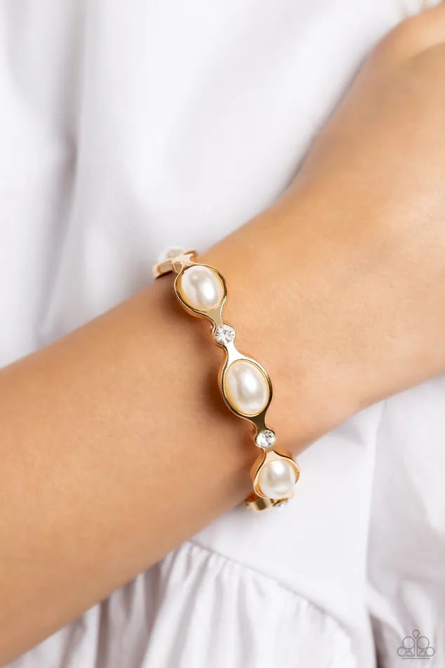 Earrings Are You Gonna Be My PEARL Gold Paparazzi Accessories