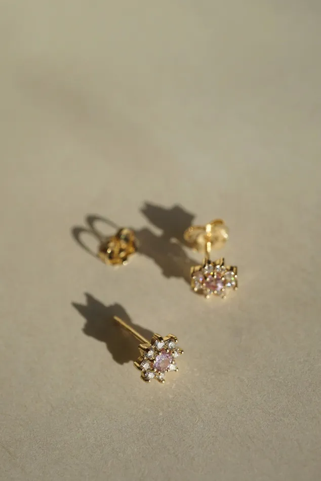 Earrings Bellis Studs Pink Sapphire madetoorder Foe Dear