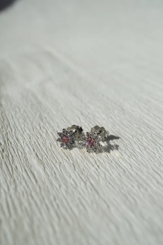 Earrings Bellis Studs Pink Sapphire madetoorder Foe Dear